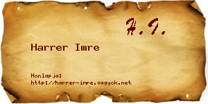Harrer Imre névjegykártya